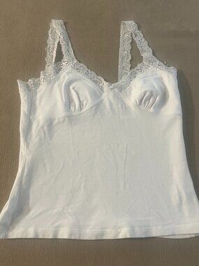 Gap Women's White Lace Trim Vintage Camisole Top Size M